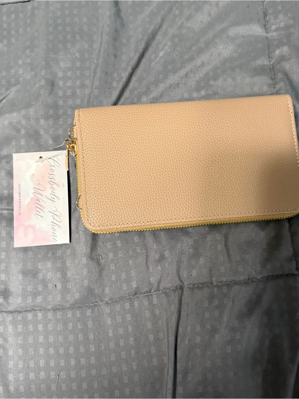 Once Upon A Book club Tan Crossbody Wallet Phone Holder New January 2025